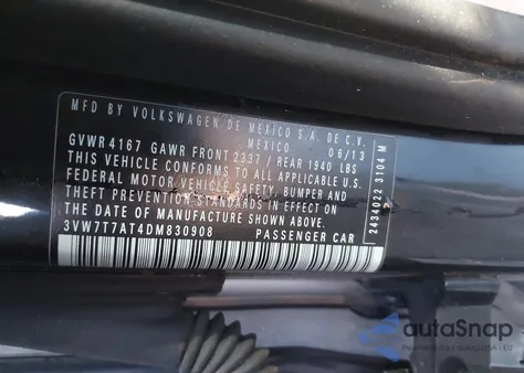 2013 Volkswagen Beetle 2.0T from USA, damaged, VIN 3VW7T7AT4DM830908